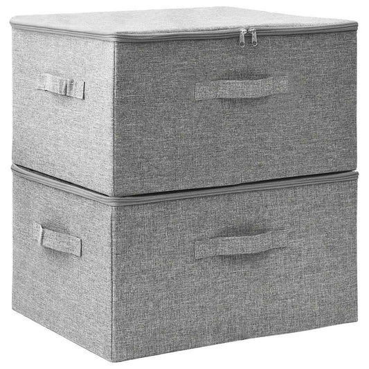 Storage Boxes 2 pcs Fabric 43x34x23 cm Grey Storage Boxes 2 pcs Fabric 43x34x23 cm Grey
