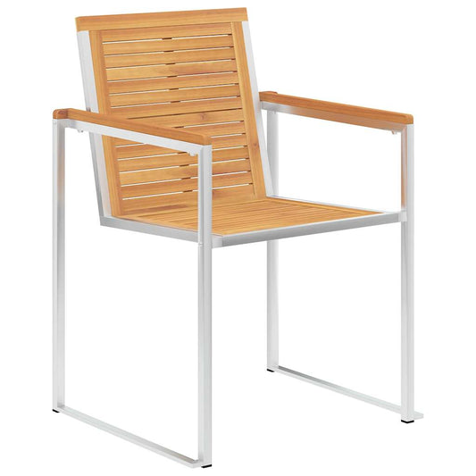 Garden Chairs 8 pcs Solid Teak Wood and Stainless Steel Garden Chairs 8 pcs Solid Teak Wood and Stainless Steel