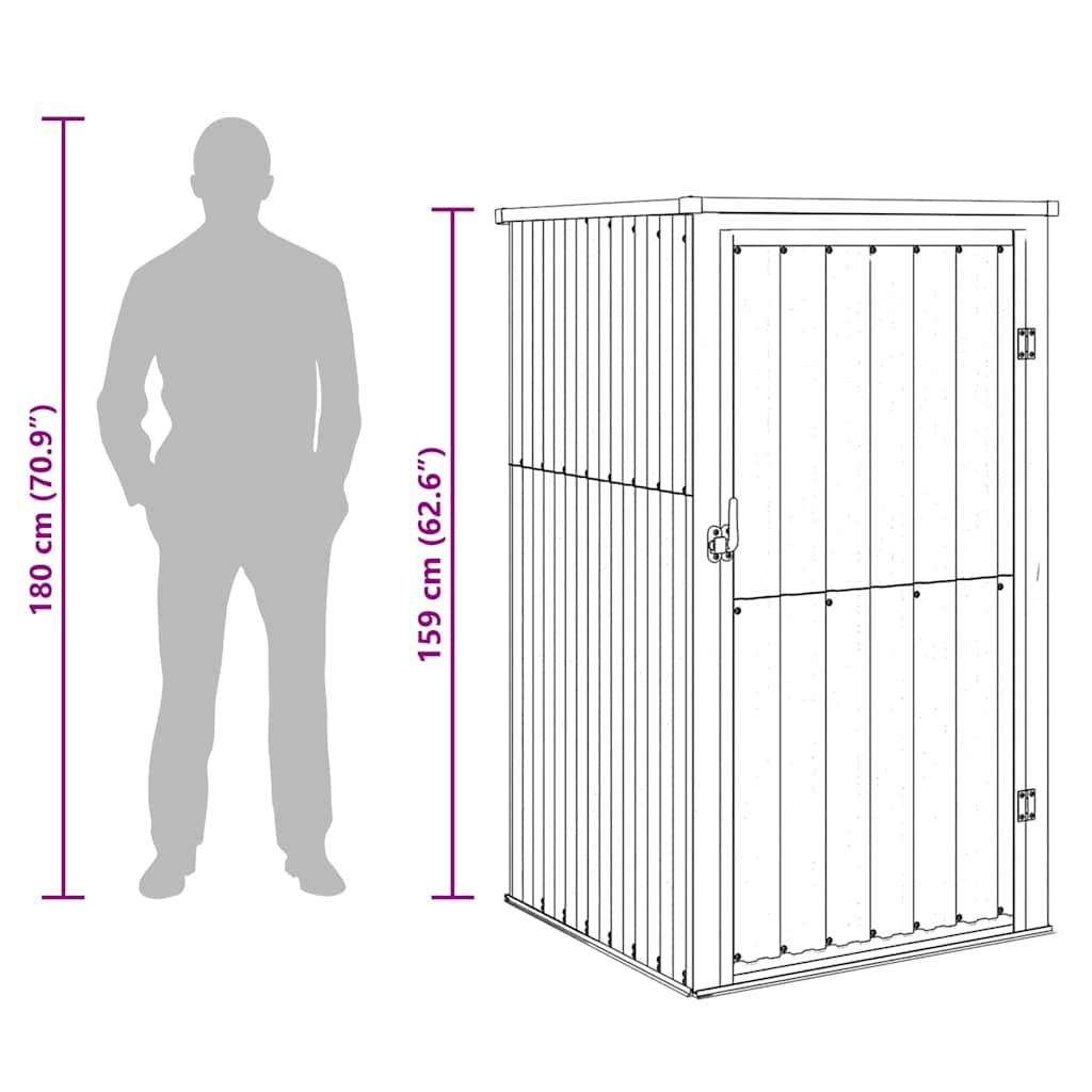 Garden Tool Shed Brown 88x89x161 cm Galvanised Steel