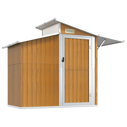 Garden Shed Brown 270x130x208.5 cm Galvanised Steel Garden Shed Brown 270x130x208.5 cm Galvanised Steel