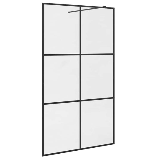 Walk-in Shower Wall with Clear ESG Glass 115x195 cm Black Walk-in Shower Wall with Clear ESG Glass 115x195 cm Black
