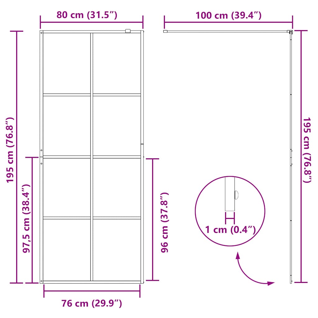 Walk-in Shower Wall with Clear ESG Glass 80x195 cm Black