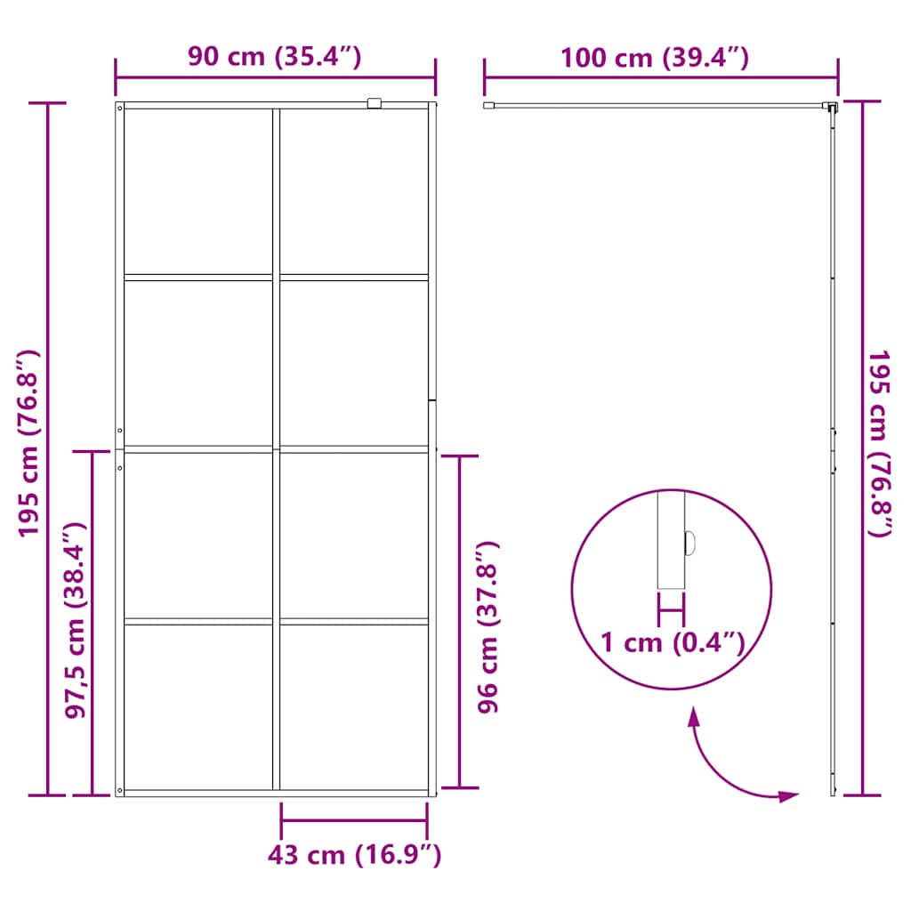 Walk-in Shower Wall with Clear ESG Glass 90x195 cm Black