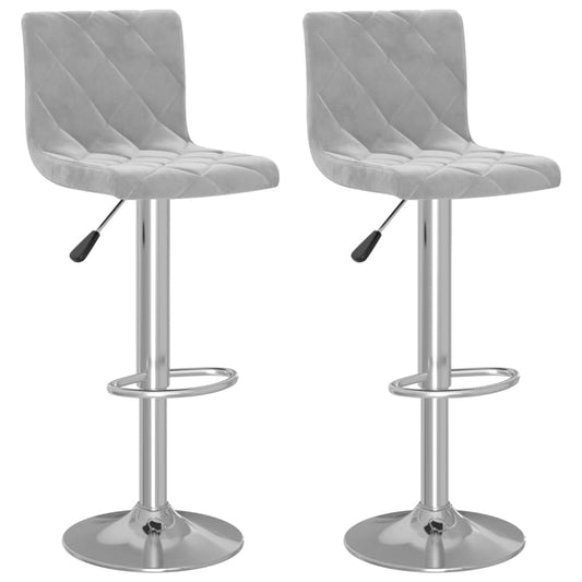 Bar Stools 2 pcs Light Grey Velvet Bar Stools 2 pcs Light Grey Velvet