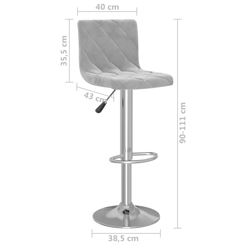 Bar Stools 2 pcs Light Grey Velvet