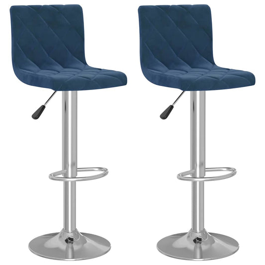 Bar Stools 2 pcs Blue Velvet Bar Stools 2 pcs Blue Velvet