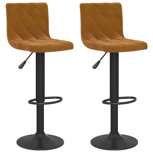 Bar Stools 2 pcs Brown Velvet Bar Stools 2 pcs Brown Velvet