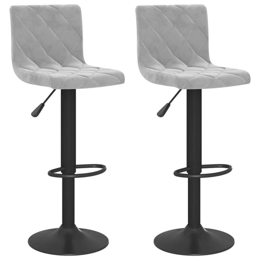 Bar Stools 2 pcs Light Grey Velvet Bar Stools 2 pcs Light Grey Velvet
