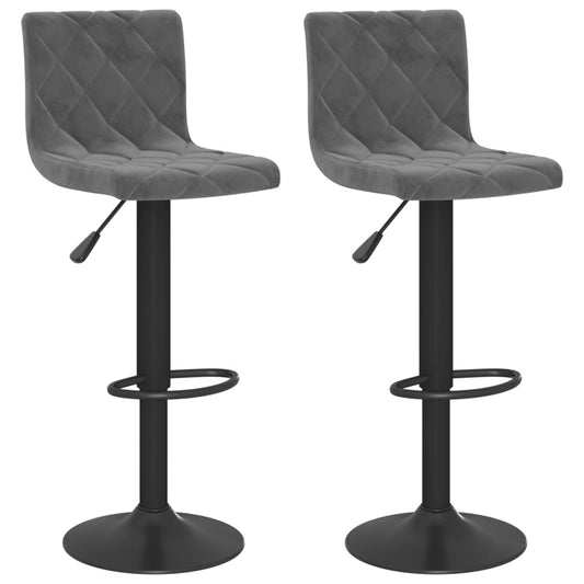 Bar Stools 2 pcs Dark Grey Velvet Bar Stools 2 pcs Dark Grey Velvet