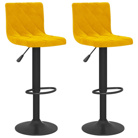 Bar Stools 2 pcs Mustard Yellow Velvet Bar Stools 2 pcs Mustard Yellow Velvet