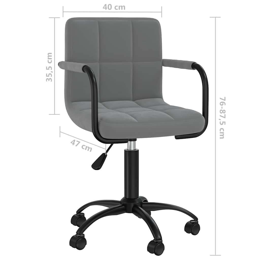 Swivel Office Chair Dark Grey Velvet