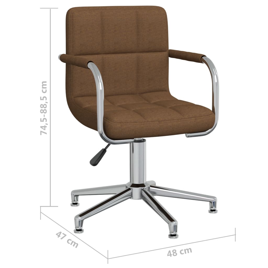 Swivel Office Chair Brown Fabric