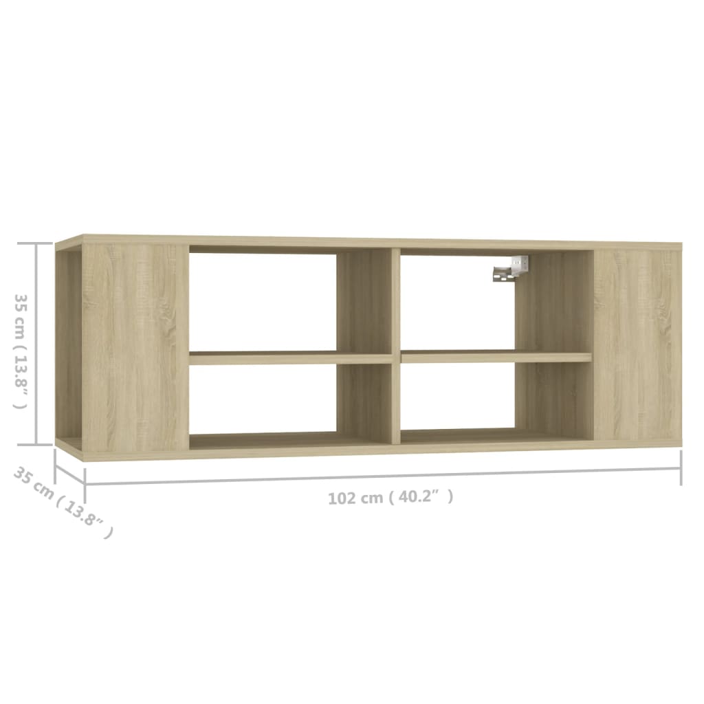 806241 vidaXL Wall-Mounted TV Cabinet Sonoma Oak 102x35x35 cm Engineered Wood