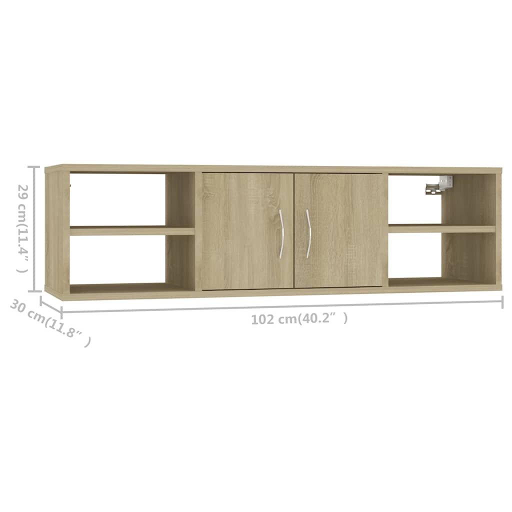806259 vidaXL Wall Shelf Sonoma Oak 102x30x29 cm Engineered Wood