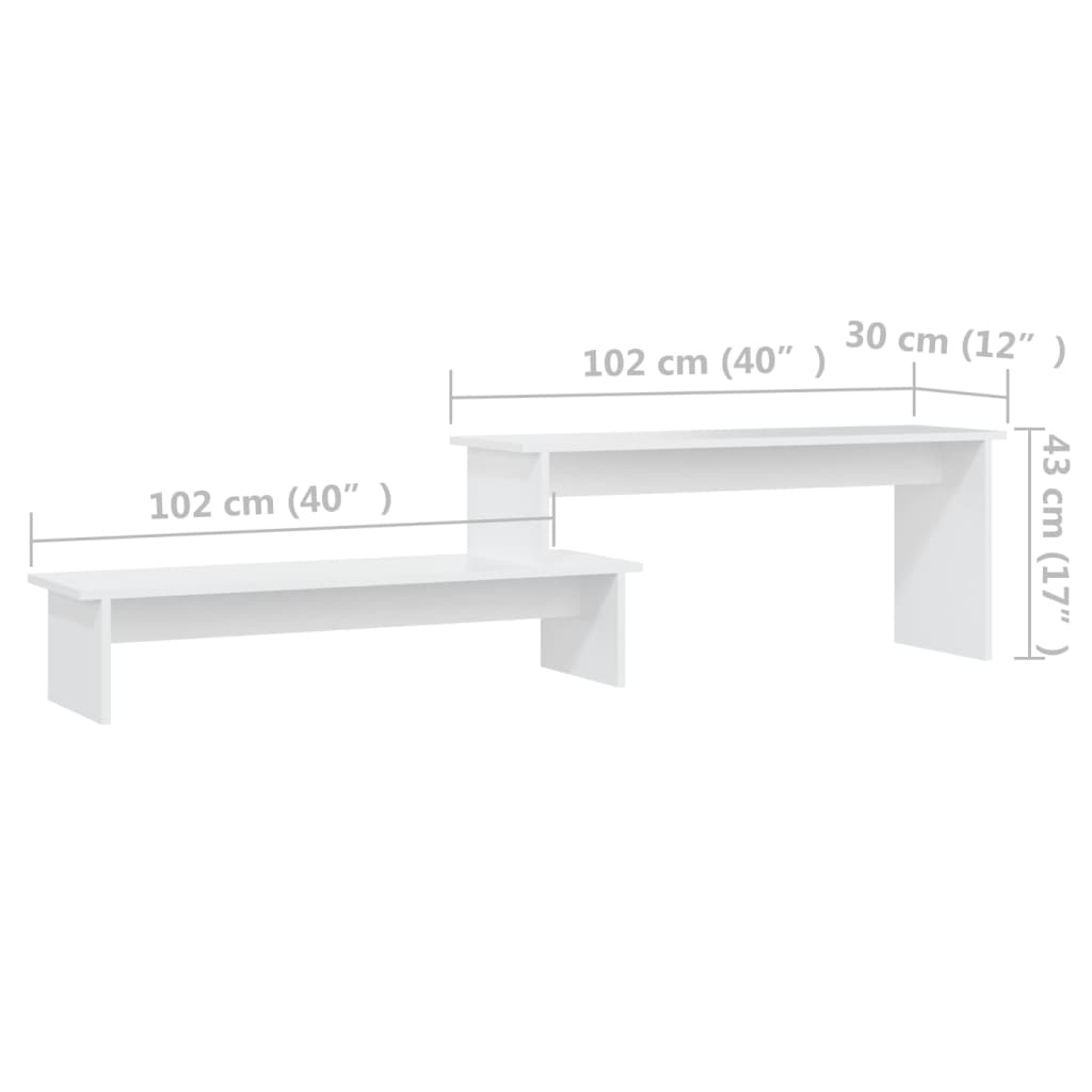 806265 vidaXL TV Cabinet White 180x30x43 cm Engineered Wood