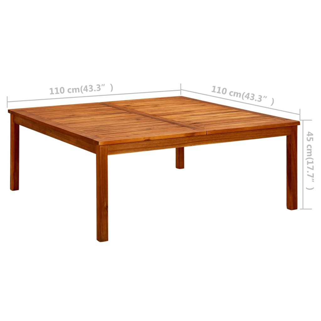 316397 vidaXL Garden Coffee Table 110x110x45 cm Solid Acacia Wood