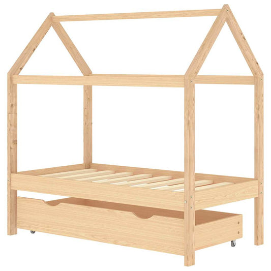 Kids Bed Frame with a Drawer Solid Pine Wood 70x140 cm Kids Bed Frame with a Drawer Solid Pine Wood 70x140 cm