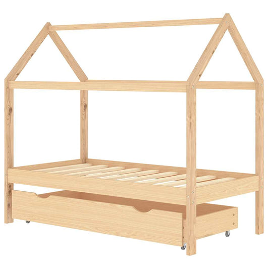 322137 vidaXL Kids Bed Frame with a Drawer Solid Pine Wood 80x160 cm 322137 vidaXL Kids Bed Frame with a Drawer Solid Pine Wood 80x160 cm
