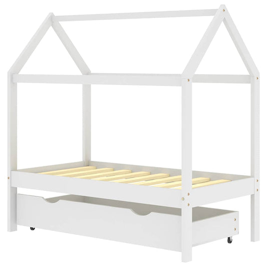 Kids Bed Frame with a Drawer White Solid Pine Wood 70x140 cm Kids Bed Frame with a Drawer White Solid Pine Wood 70x140 cm
