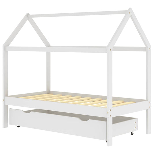 Kids Bed Frame with a Drawer White Solid Pine Wood 80x160 cm Kids Bed Frame with a Drawer White Solid Pine Wood 80x160 cm