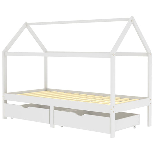 Kids Bed Frame with Drawers White Solid Pine Wood 90x200 cm Kids Bed Frame with Drawers White Solid Pine Wood 90x200 cm