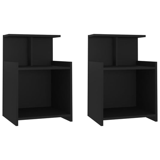 Bed Cabinets 2 pcs Black 40x35x60 cm Engineered Wood Bed Cabinets 2 pcs Black 40x35x60 cm Engineered Wood