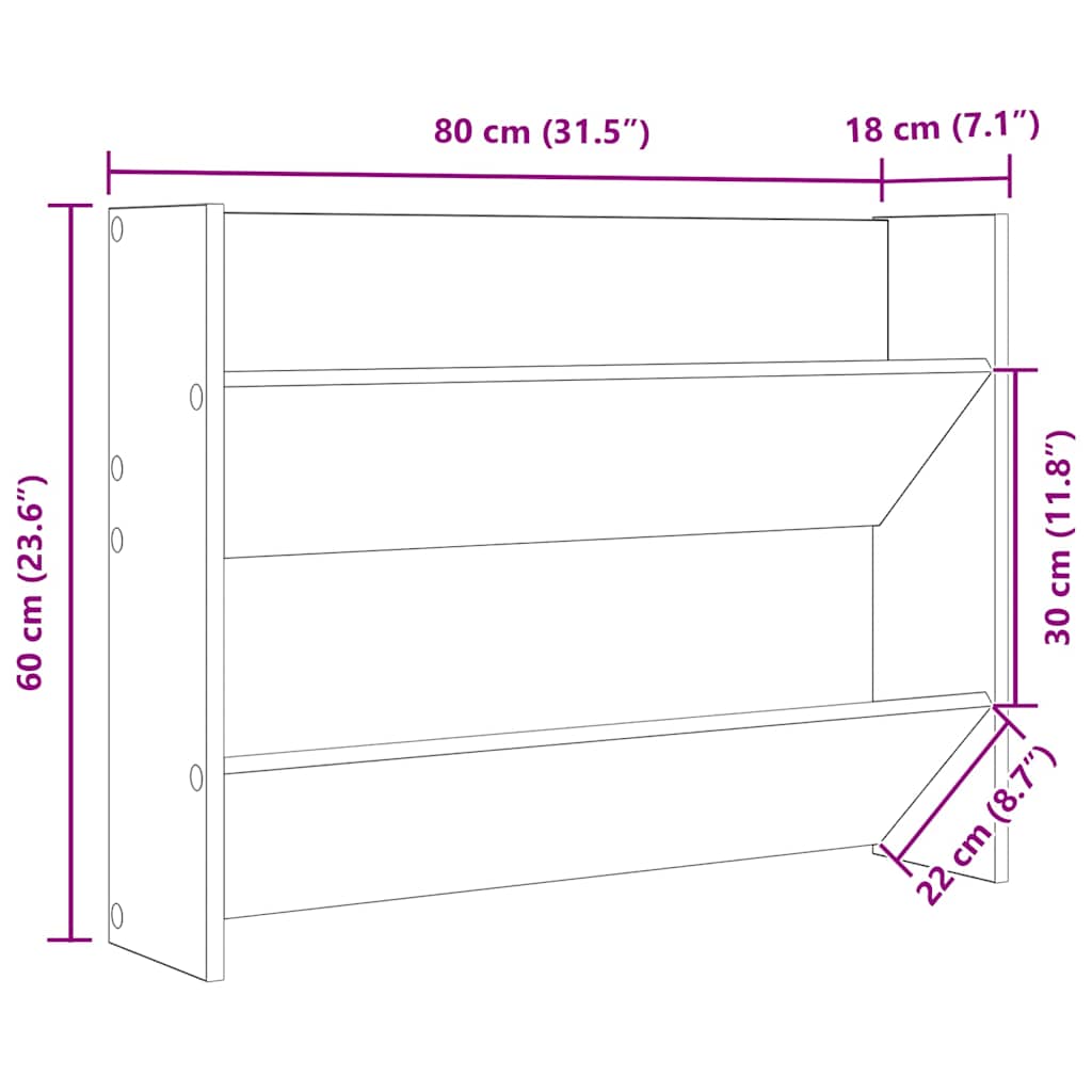 806742 vidaXL Wall Shoe Cabinet 2 pcs White 80x18x60 cm Engineered Wood