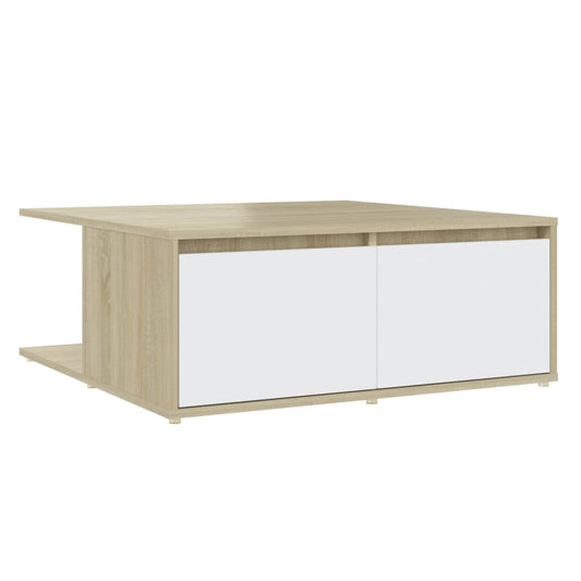 Coffee Table White and Sonoma Oak 80x80x31 cm Engineered Wood Coffee Table White and Sonoma Oak 80x80x31 cm Engineered Wood