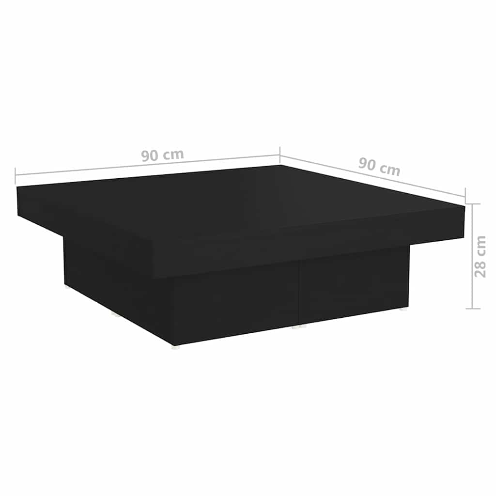 806913 vidaXL Coffee Table Black 90x90x28 cm Engineered Wood