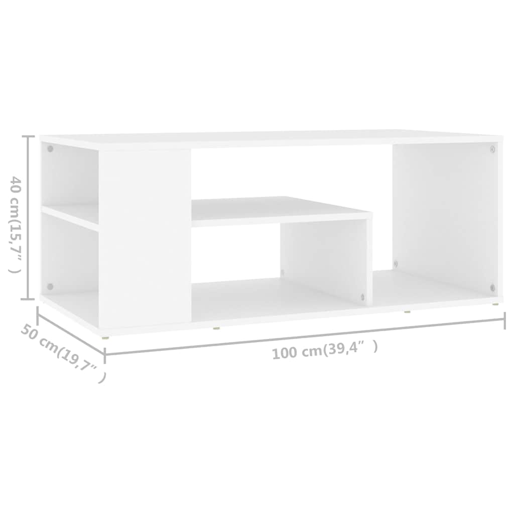 806921 vidaXL Coffee Table White 100x50x40 cm Engineered Wood
