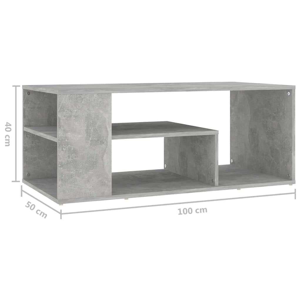806925 vidaXL Coffee Table Concrete Grey 100x50x40 cm Engineered Wood