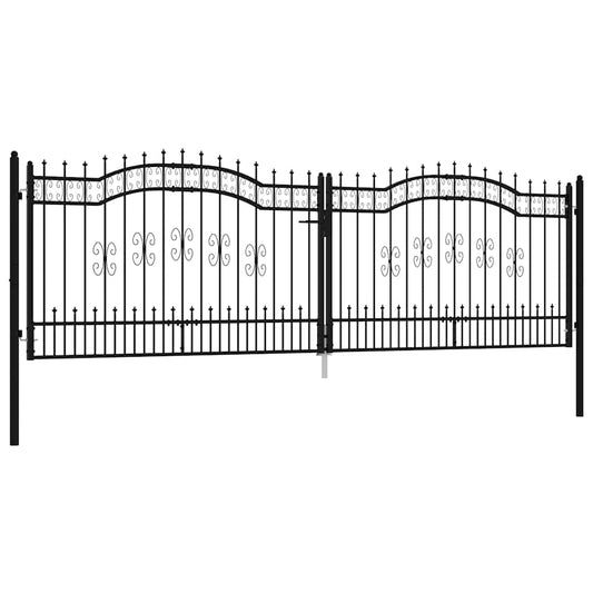 Fence Gate with Spear Top Black 406x125 cm Powder-coated Steel Fence Gate with Spear Top Black 406x125 cm Powder-coated Steel
