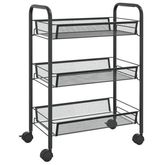 3-Tier Kitchen Trolley Black 46x26x64 cm Iron 3-Tier Kitchen Trolley Black 46x26x64 cm Iron