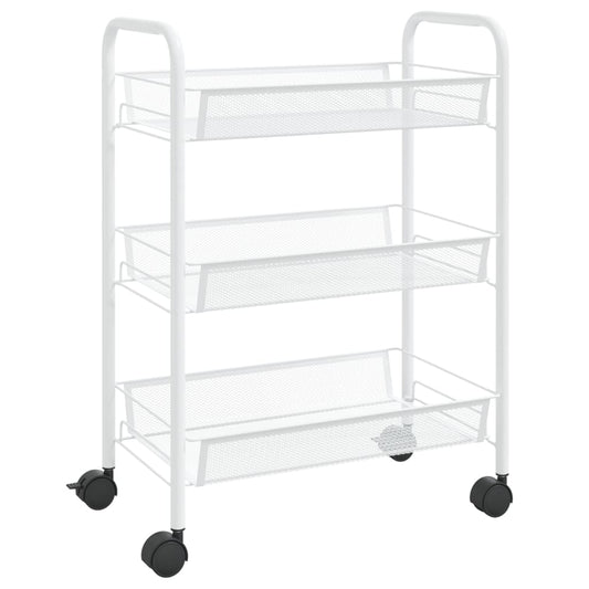 3-Tier Kitchen Trolley White 46x26x64 cm Iron 3-Tier Kitchen Trolley White 46x26x64 cm Iron