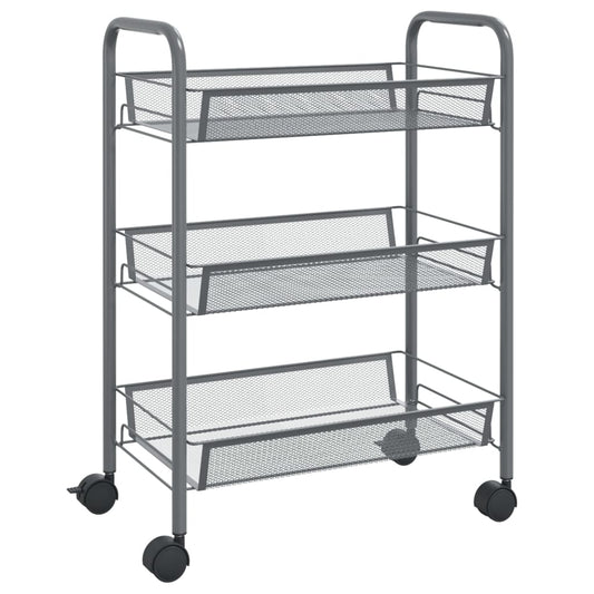 3-Tier Kitchen Trolley Grey 46x26x64 cm Iron 3-Tier Kitchen Trolley Grey 46x26x64 cm Iron