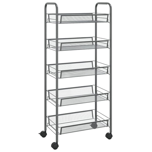 5-Tier Kitchen Trolley Grey 46x26x105 cm Iron 5-Tier Kitchen Trolley Grey 46x26x105 cm Iron