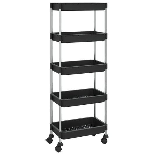 5-Tier Kitchen Trolley Black 42x29x128 cm Iron and ABS 5-Tier Kitchen Trolley Black 42x29x128 cm Iron and ABS