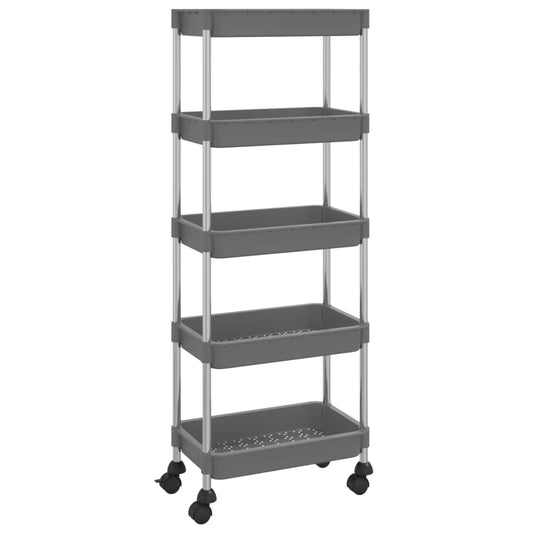 5-Tier Kitchen Trolley Grey 42x29x128 cm Iron and ABS 5-Tier Kitchen Trolley Grey 42x29x128 cm Iron and ABS