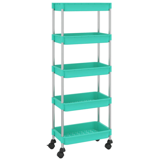 5-Tier Kitchen Trolley Turquoise 42x29x128 cm Iron and ABS 5-Tier Kitchen Trolley Turquoise 42x29x128 cm Iron and ABS