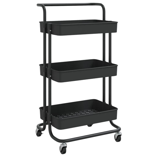 3-Tier Kitchen Trolley Black 42x35x85 cm Iron and ABS 3-Tier Kitchen Trolley Black 42x35x85 cm Iron and ABS