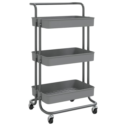 3-Tier Kitchen Trolley Grey 42x35x85 cm Iron and ABS 3-Tier Kitchen Trolley Grey 42x35x85 cm Iron and ABS