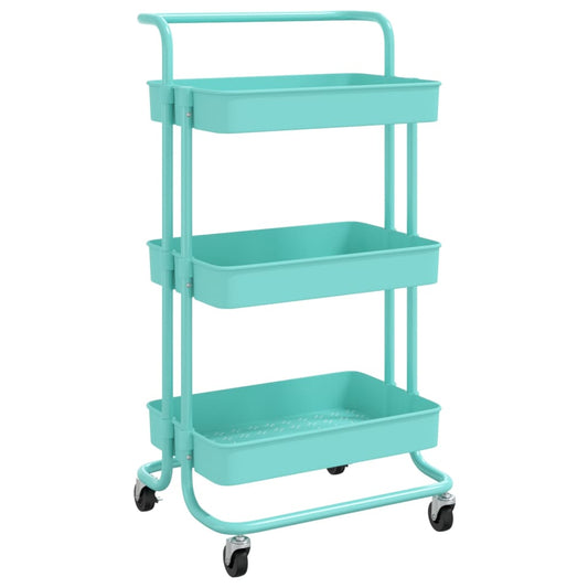 3-Tier Kitchen Trolley Turquoise 42x35x85 cm Iron and ABS 3-Tier Kitchen Trolley Turquoise 42x35x85 cm Iron and ABS