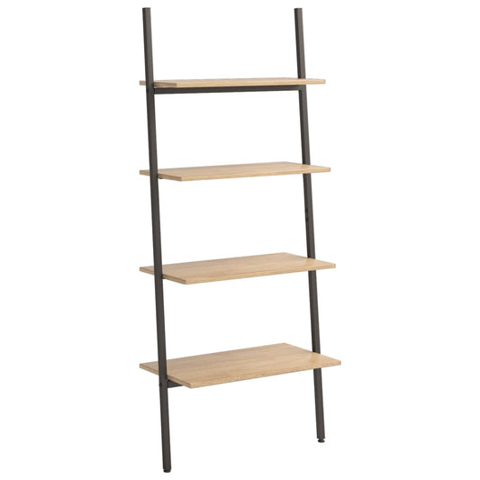4-Tier Leaning Shelf Light Brown and Black 64x34x150.5 cm 4-Tier Leaning Shelf Light Brown and Black 64x34x150.5 cm