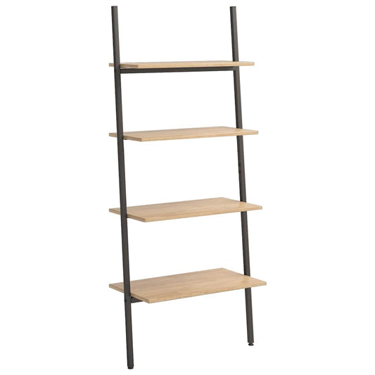 4-Tier Leaning Shelf Light Brown and Black 64x34x150,5 cm 4-Tier Leaning Shelf Light Brown and Black 64x34x150,5 cm