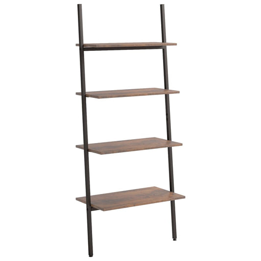 4-Tier Leaning Shelf Dark Brown and Black 64x34x150.5 cm 4-Tier Leaning Shelf Dark Brown and Black 64x34x150.5 cm