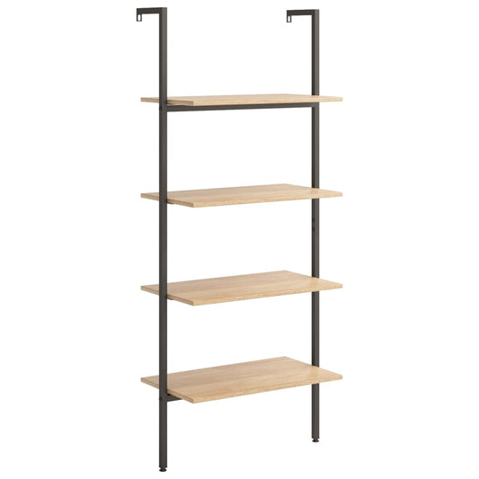 4-Tier Leaning Shelf Light Brown and Black 64x35x152.5 cm 4-Tier Leaning Shelf Light Brown and Black 64x35x152.5 cm