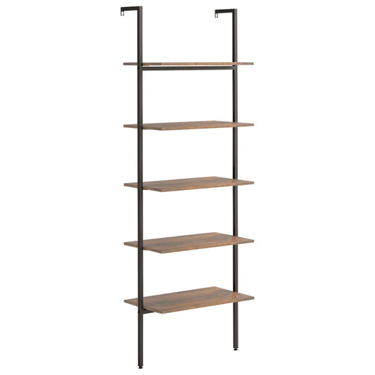 5-Tier Leaning Shelf Dark Brown and Black 64x35x185 cm 5-Tier Leaning Shelf Dark Brown and Black 64x35x185 cm