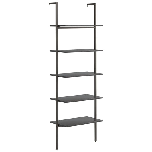 5-Tier Leaning Shelf Black 64x35x185 cm 5-Tier Leaning Shelf Black 64x35x185 cm