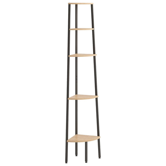 5-Tier Corner Shelf Light Brown and Black 45.5x31.5x180 cm 5-Tier Corner Shelf Light Brown and Black 45.5x31.5x180 cm