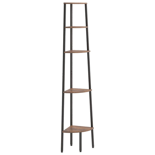 5-Tier Corner Shelf Dark Brown and Black 45.5x31.5x180 cm 5-Tier Corner Shelf Dark Brown and Black 45.5x31.5x180 cm
